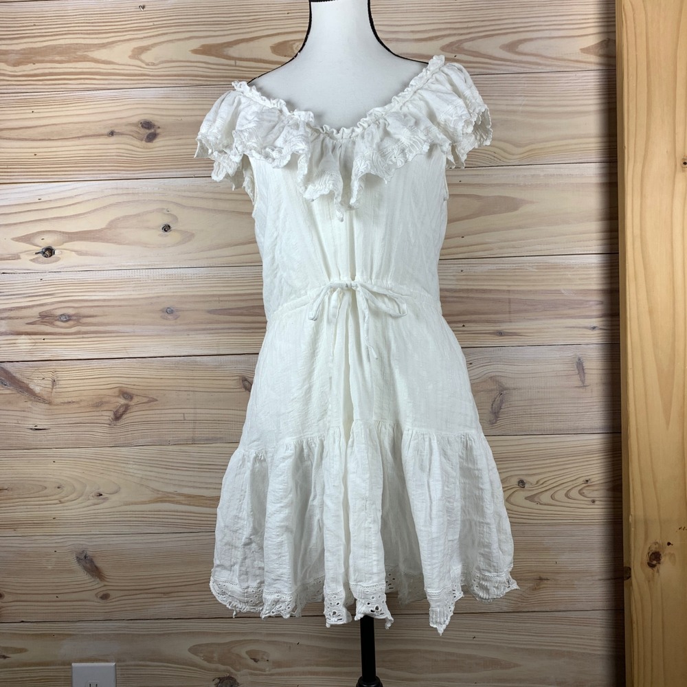 Rebecca Taylor Dress Women 8 White Eyelet Lace Ruffle Mini Babydoll Coquette
